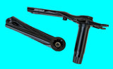 Black bicycle crankset on a white background