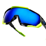 Speedtrap Polished Black/Matte Neon - Electric Blue Mirror